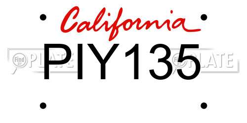 PIY135 California License Plate