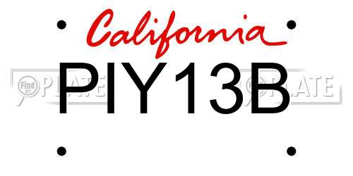 PIY13B California License Plate