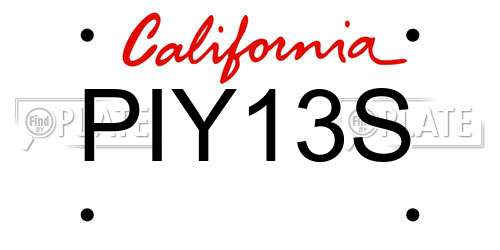 PIY13S California License Plate