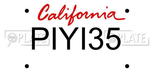 PIYI35 California License Plate
