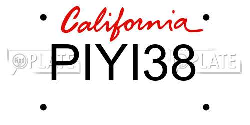 PIYI38 California License Plate