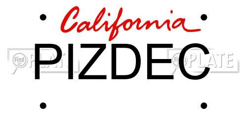 PIZDEC California License Plate