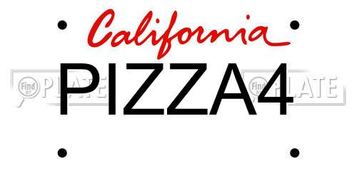 PIZZA4 California License Plate