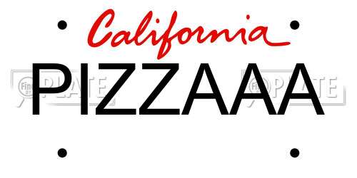 PIZZAAA California License Plate