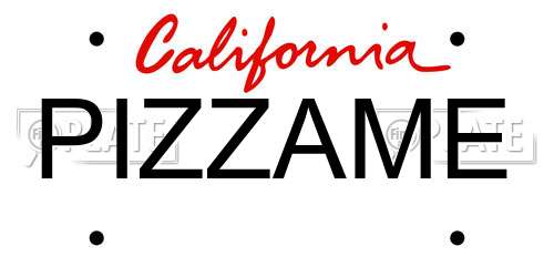 PIZZAME California License Plate
