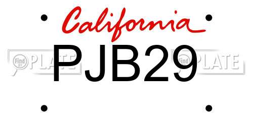 PJB29 California License Plate