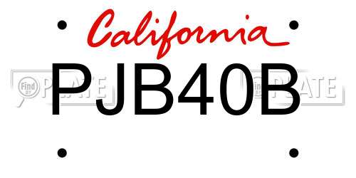PJB40B California License Plate