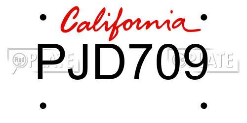 PJD709 California License Plate