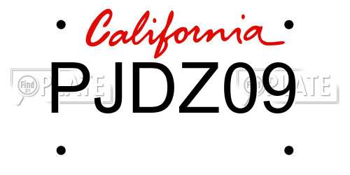 PJDZ09 California License Plate