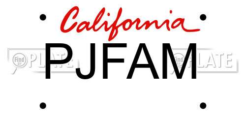 PJFAM California License Plate