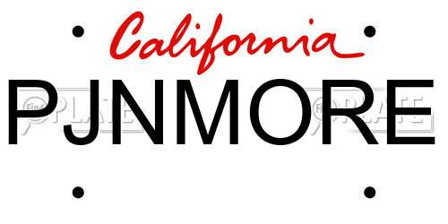PJNMORE California License Plate
