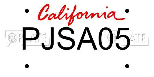 PJSA05 California License Plate