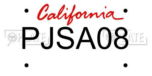 PJSA08 California License Plate