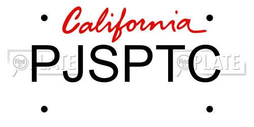 PJSPTC California License Plate