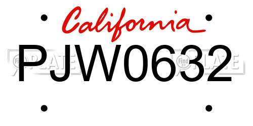 PJW0632 California License Plate