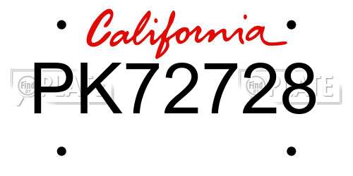 PK72728 California License Plate