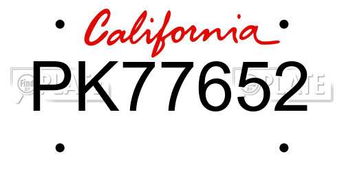 PK77652 California License Plate