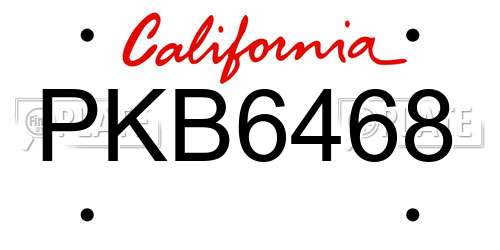 PKB6468 California License Plate