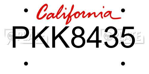 PKK8435 California License Plate