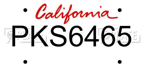 PKS6465 California License Plate