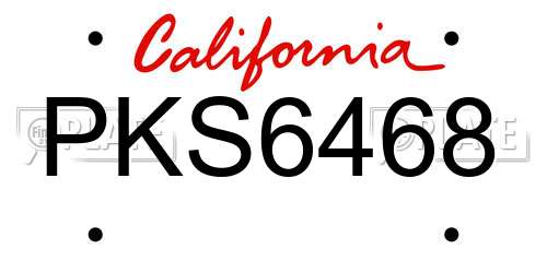 PKS6468 California License Plate