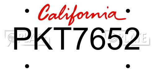 PKT7652 California License Plate