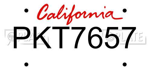 PKT7657 California License Plate