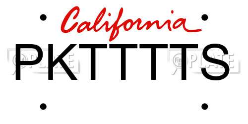 PKTTTTS California License Plate