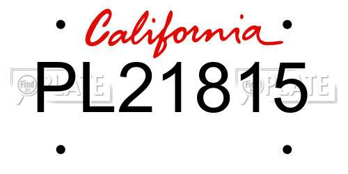 PL21815 California License Plate