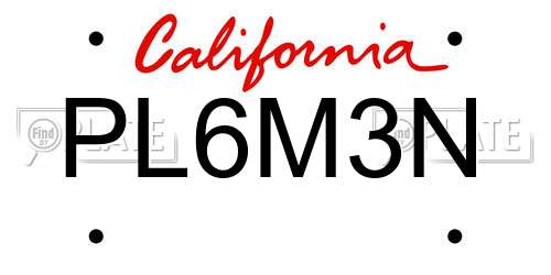 PL6M3N California License Plate