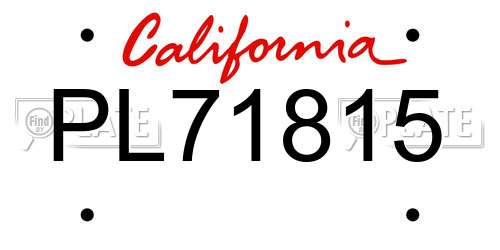 PL71815 California License Plate