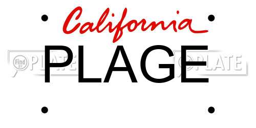 PLAGE California License Plate