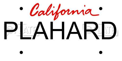 PLAHARD California License Plate