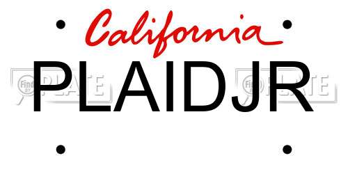 PLAIDJR California License Plate