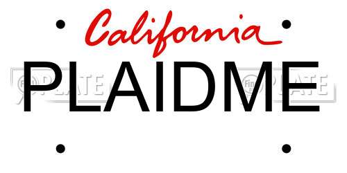 PLAIDME California License Plate
