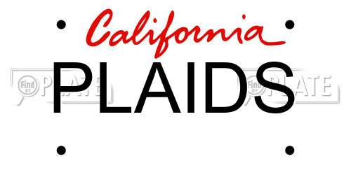 PLAIDS California License Plate