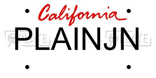PLAINJN California License Plate