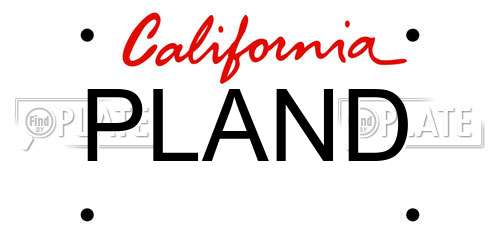 PLAND California License Plate