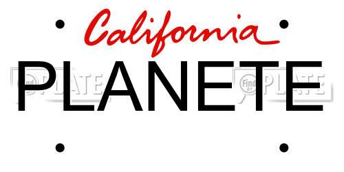 PLANETE California License Plate