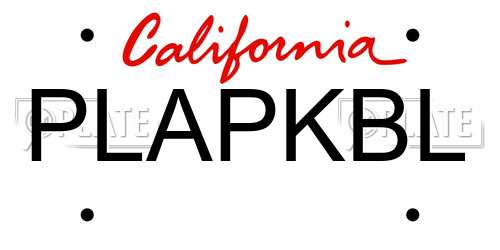 PLAPKBL California License Plate