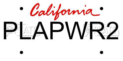 PLAPWR2 California License Plate