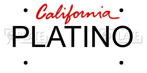 PLATINO California License Plate