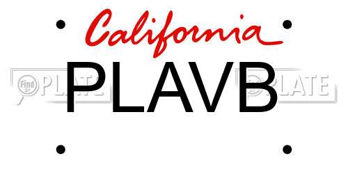 PLAVB California License Plate