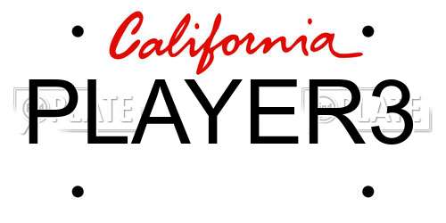 PLAYER3 California License Plate