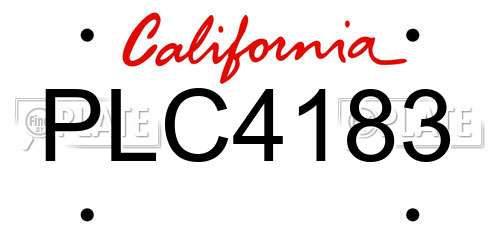 PLC4183 California License Plate
