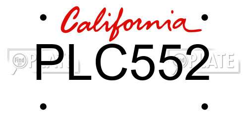 PLC552 California License Plate