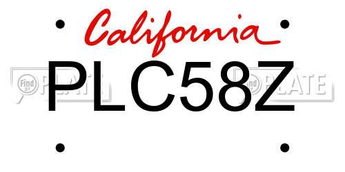 PLC58Z California License Plate