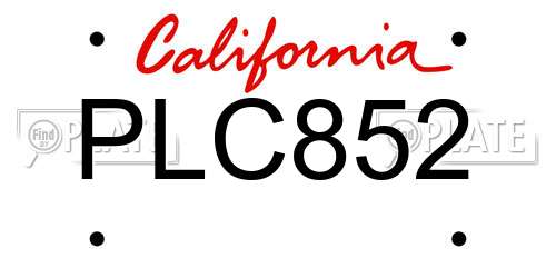 PLC852 California License Plate
