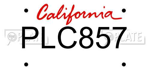PLC857 California License Plate