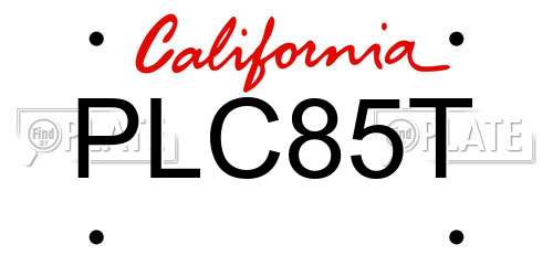 PLC85T California License Plate